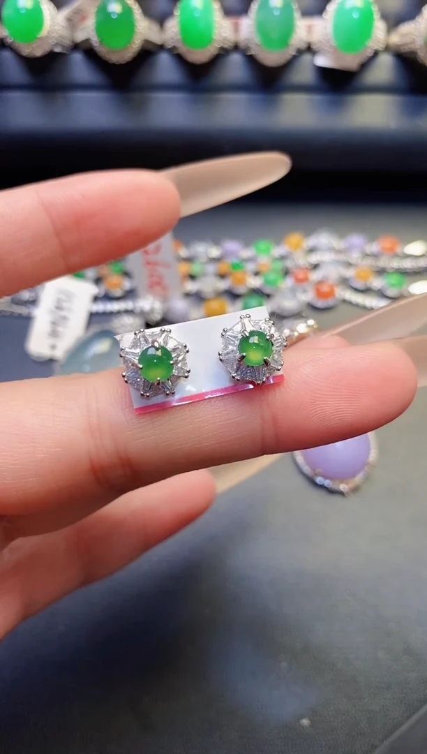 银S925镶嵌戒指翡翠天然