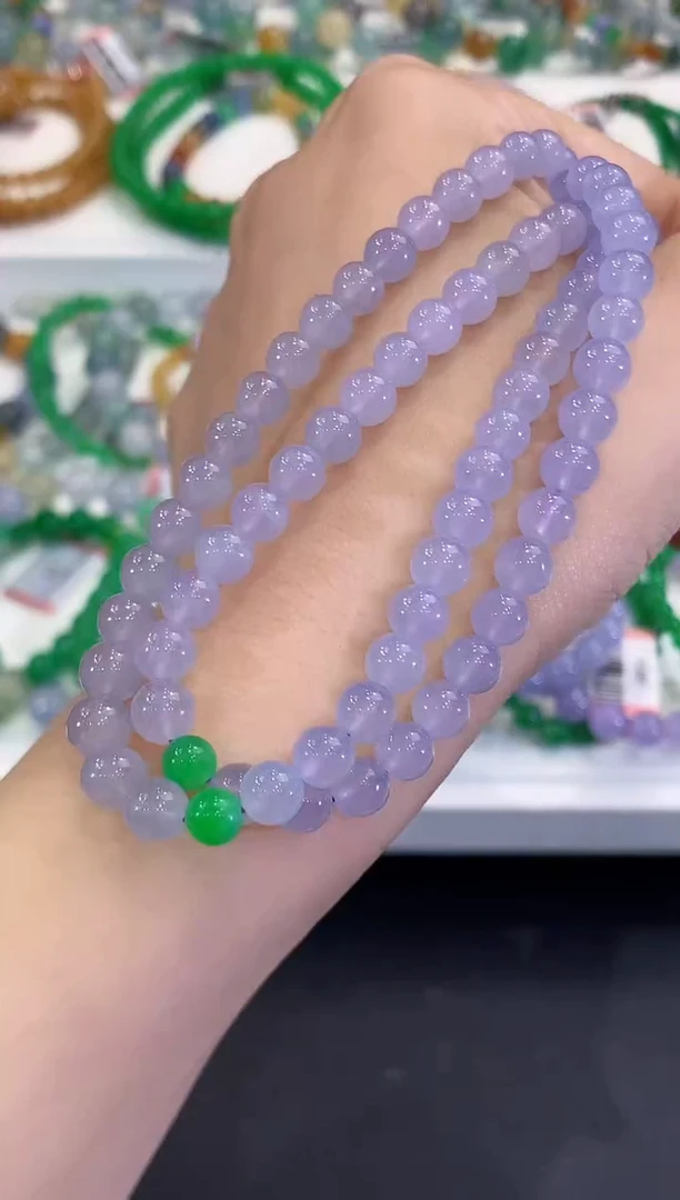 未镶嵌手串翡翠C476紫货有色差