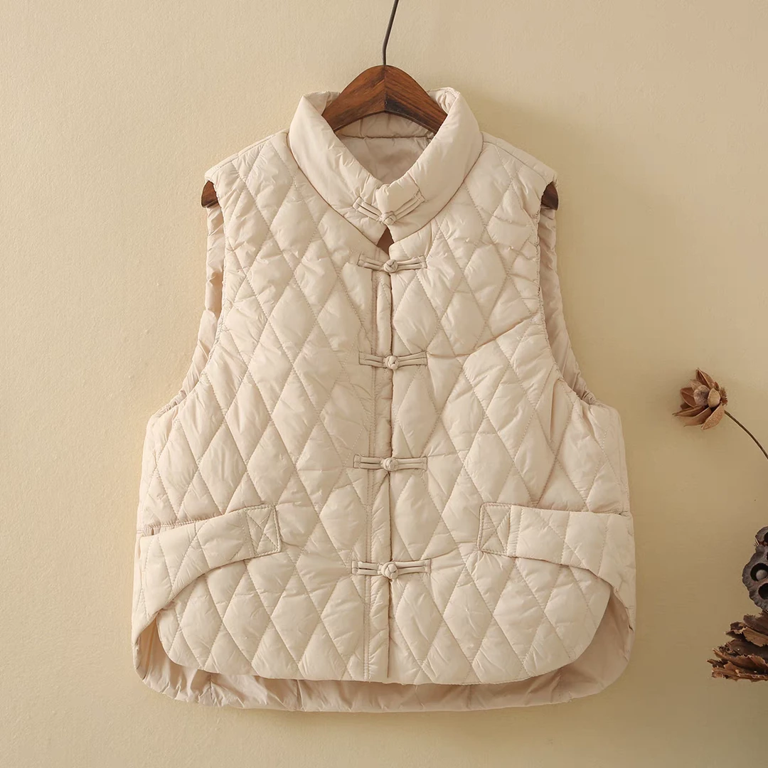 冬季复古盘扣轻薄款小个子马甲外穿背心百搭坎肩时尚女士马夹