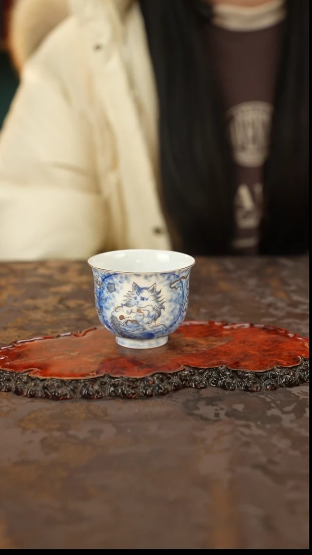 赋春寻隐青花描银绯绯主人杯