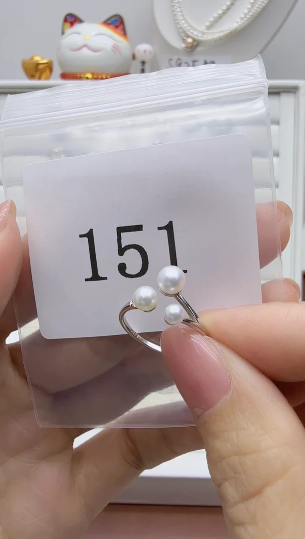 银S925镶嵌戒指淡水珍珠璐*151