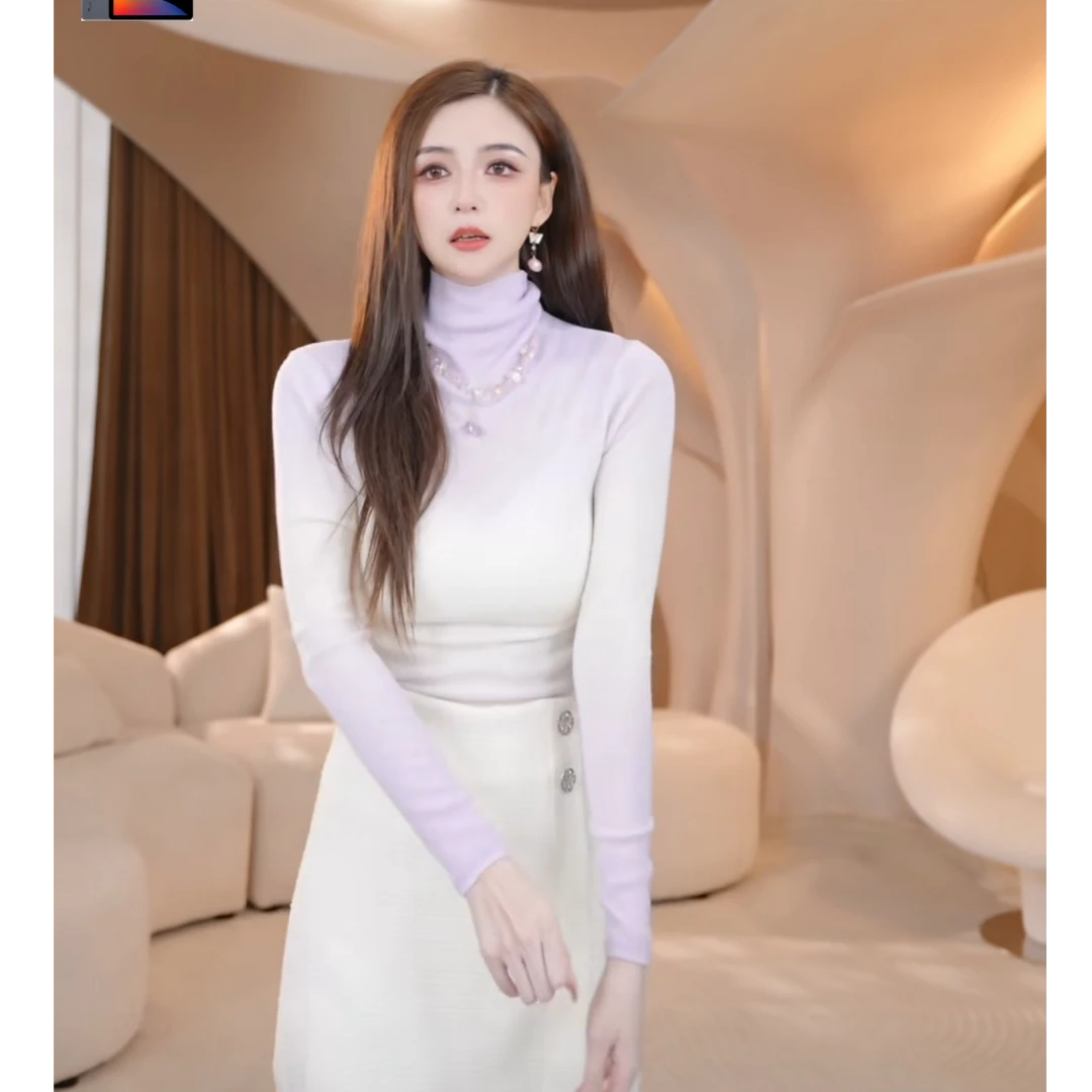 COCO BECCI【渐变奶油打底】绵羊毛渐变打底修身针织衫CFHHC331150