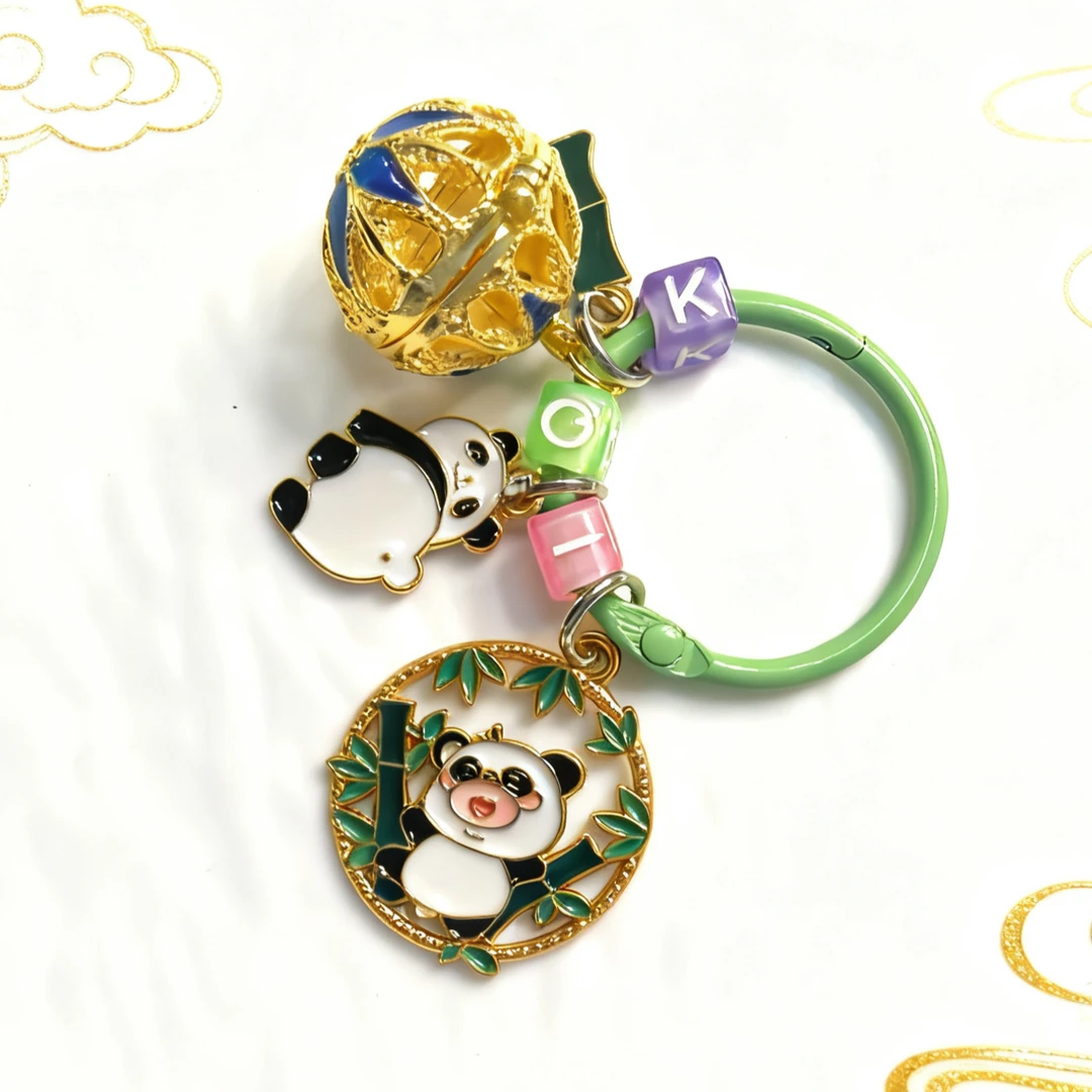 熊猫文创国潮风锦鲤挂饰创意钥匙扣精致包包文具盒挂饰学生小礼品
