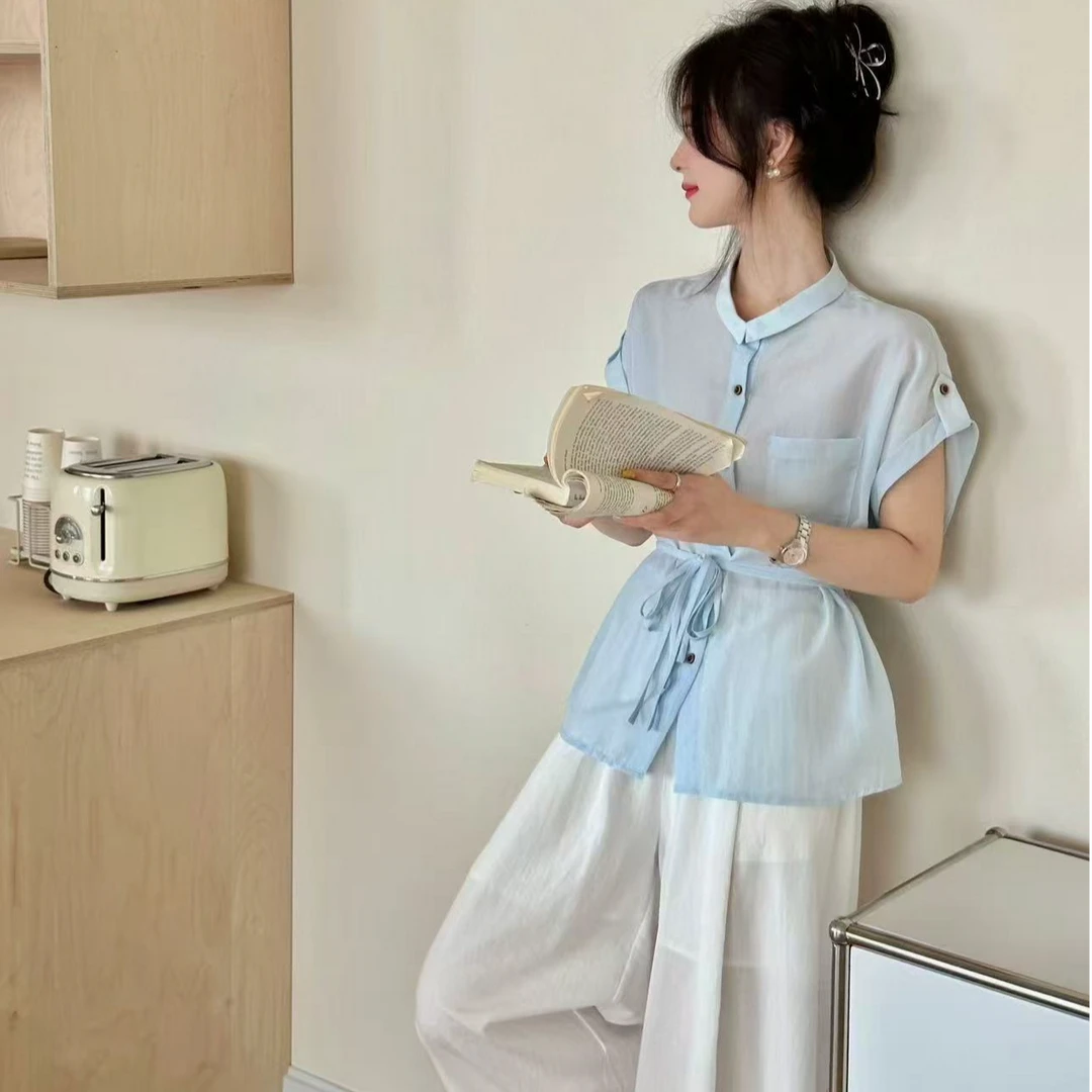 HY 海燕家 8571#100 % 莱赛尔 韩版腰绳系带小衫