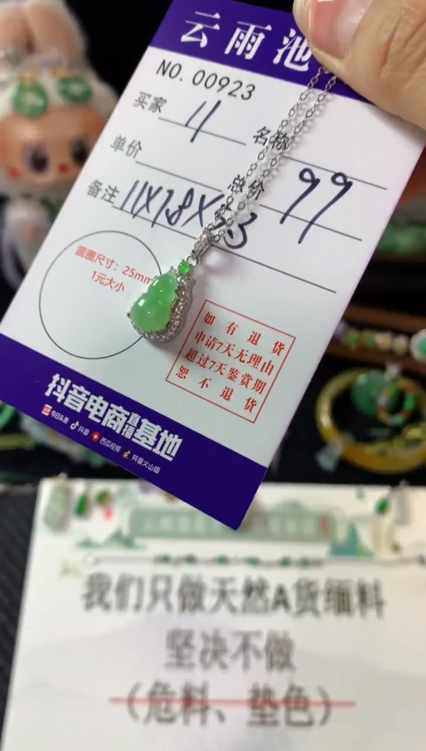 翡翠银S925镶嵌颈饰敢*敢翡翠