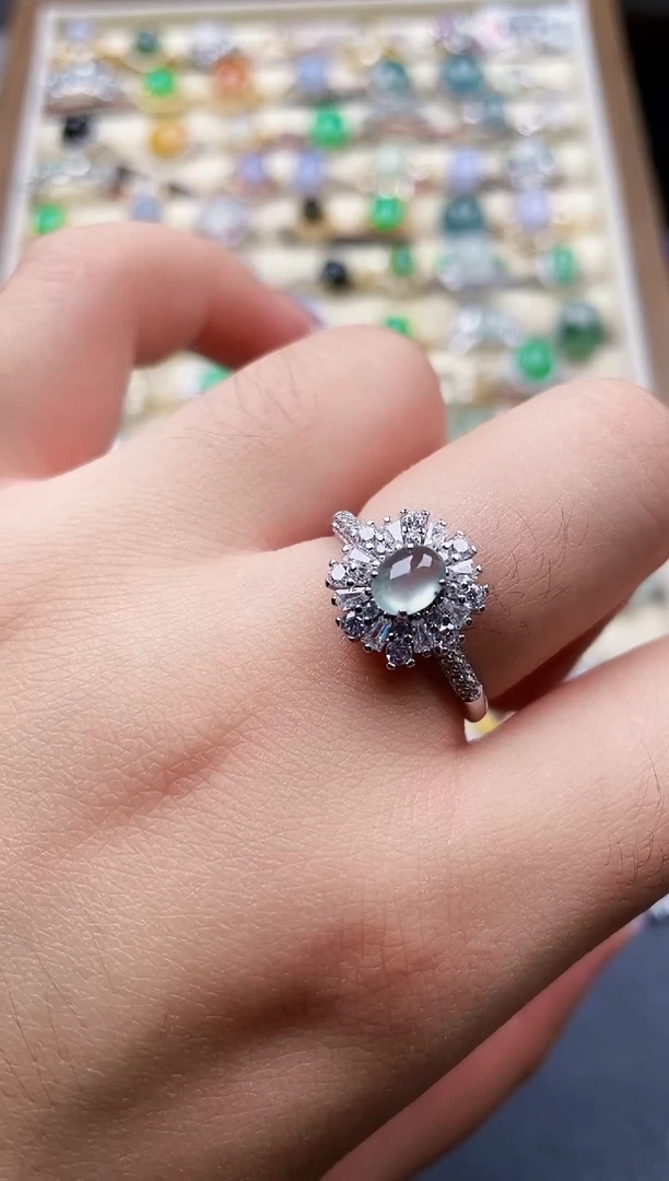 银S925镶嵌戒指翡翠34