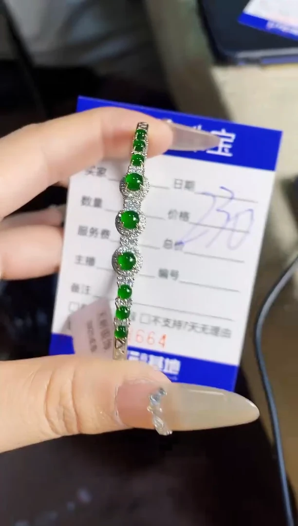翡翠戒指银S925镶嵌净*8664