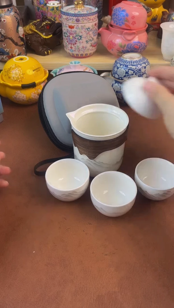 陶瓷茶具摆件旅行套组