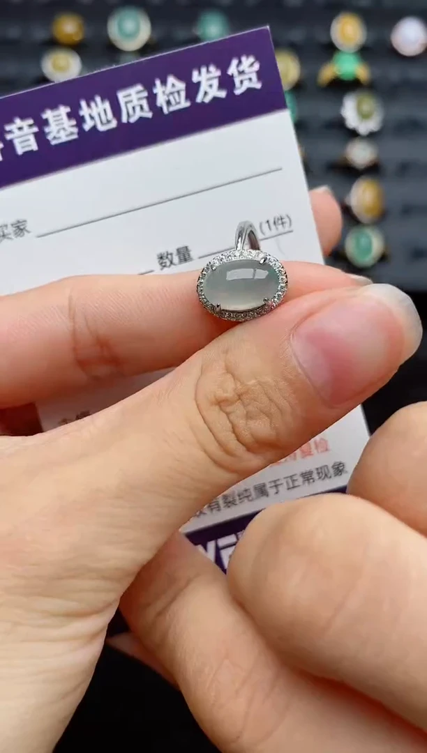 银S925镶嵌戒指翡翠4