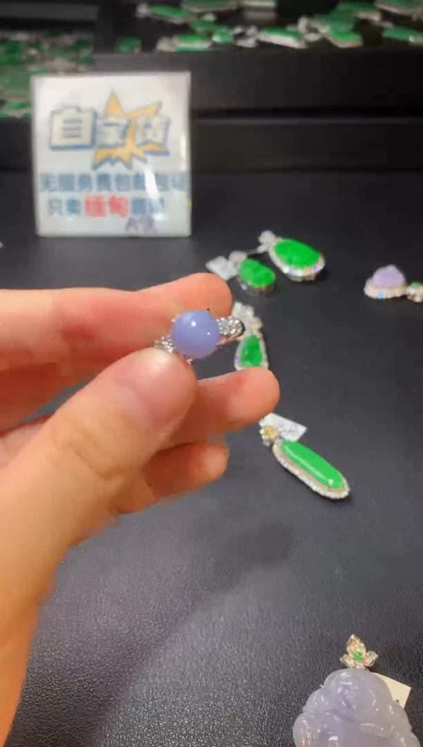 翡翠戒指银S925镶嵌翡翠