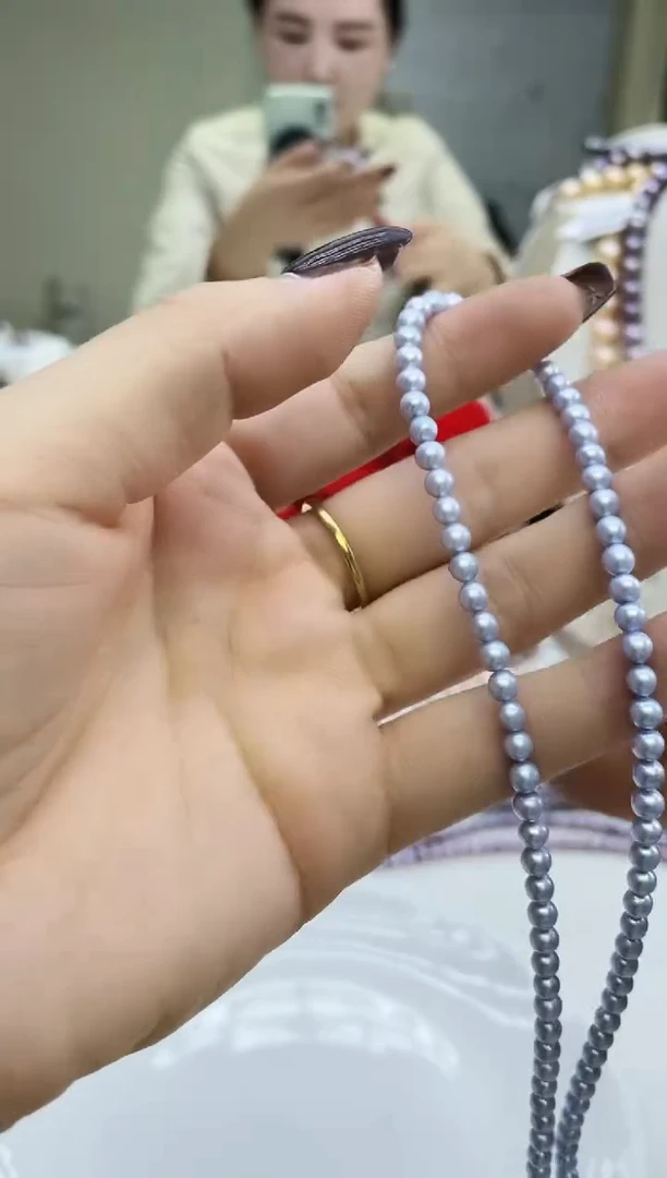 未镶嵌项链淡水珍珠蓝雪项链4-5mm