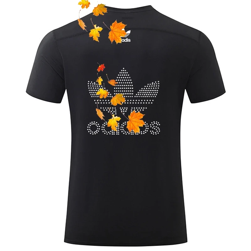 夏季无痕抗皱冰丝速干男女情侣款运动短袖短T圆领