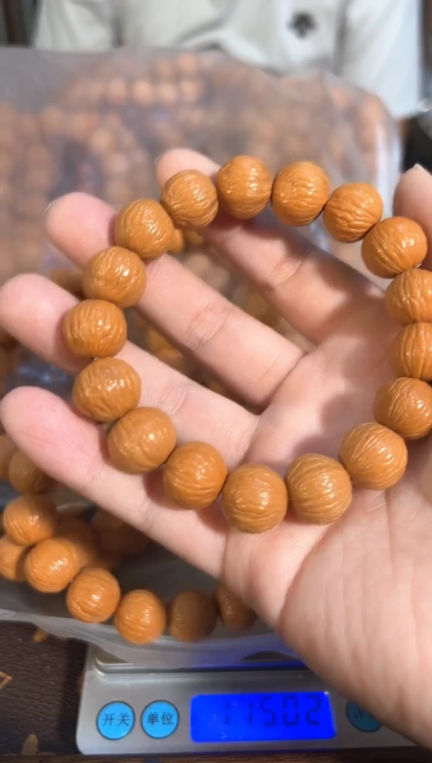 把件核桃原皮原色无瑕疵凤羽猴头手串