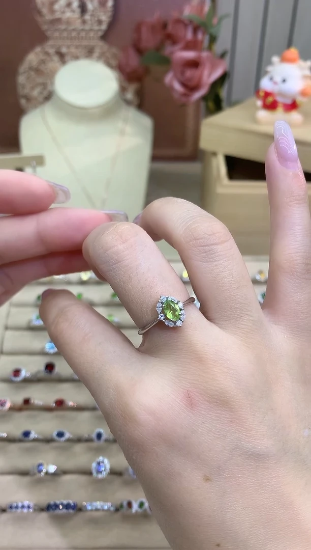 银S925镶嵌戒指碧玺碧玺