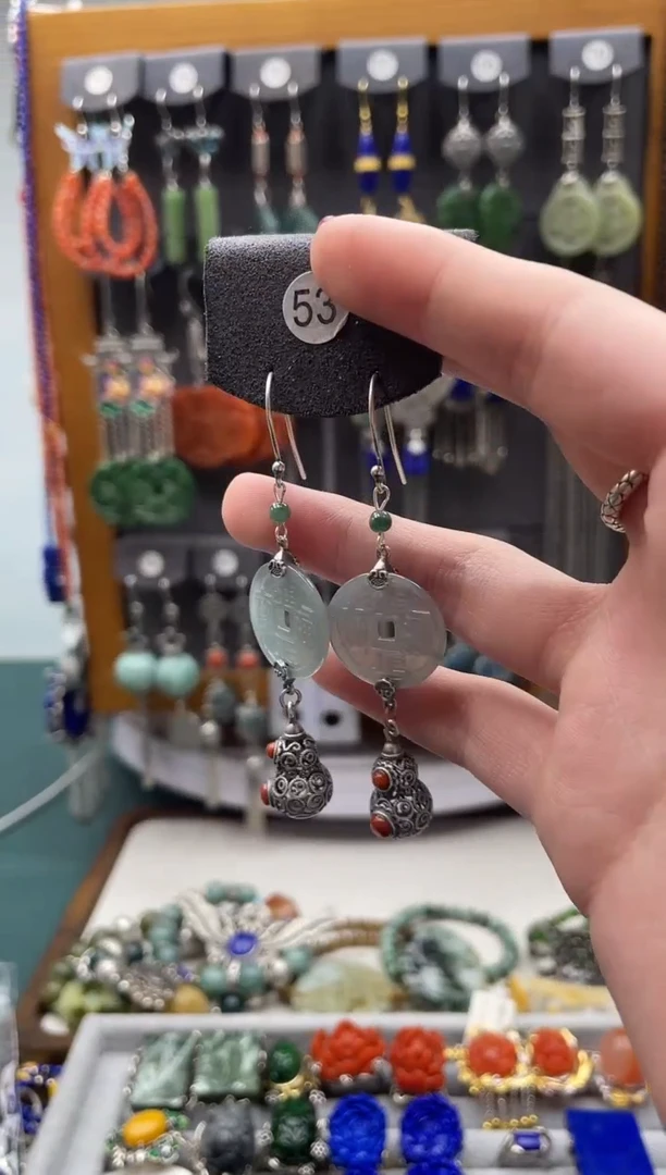 【闪购商品】翡翠耳饰银S925镶嵌饰品