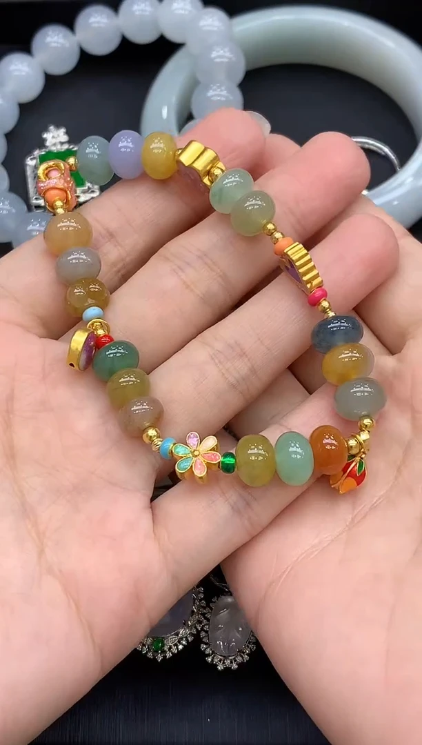 足金镶嵌手链翡翠519-中国好珍宝