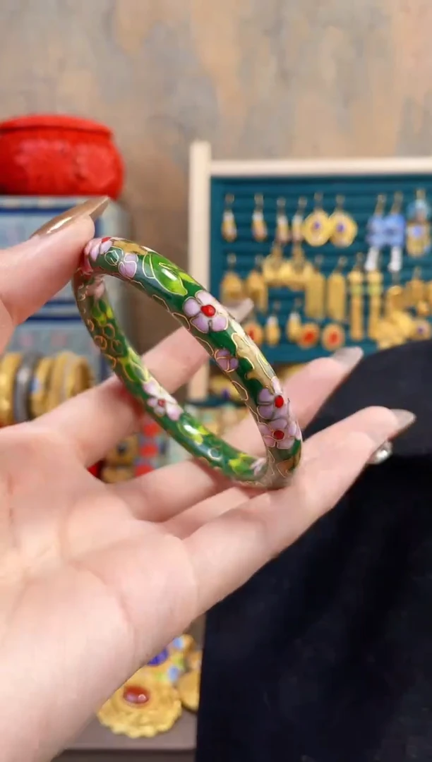【闪购商品】非遗景泰蓝细棍镯绿色