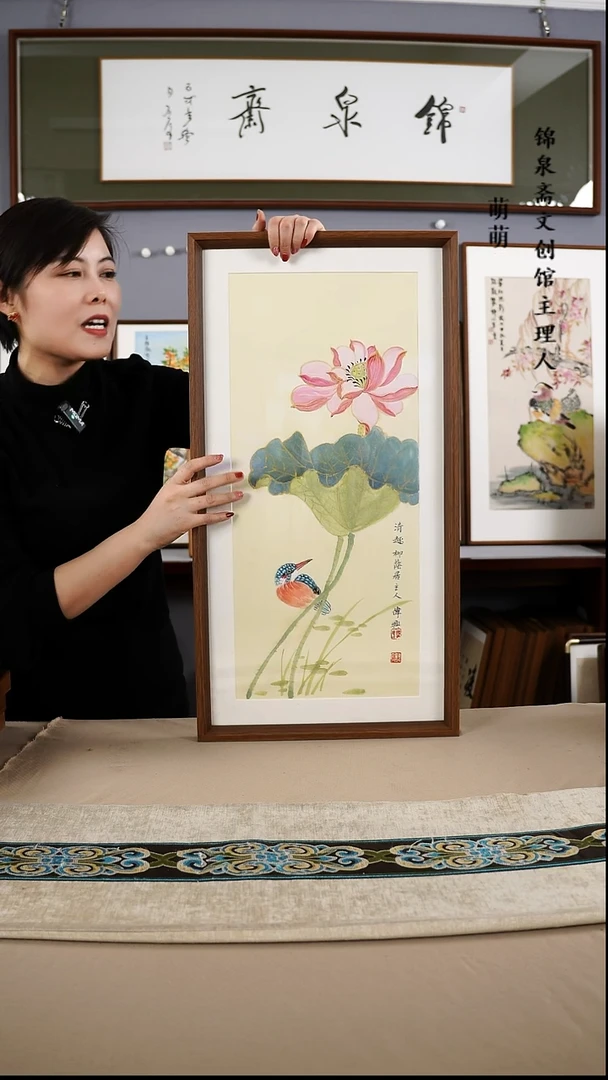 【闪购商品】国画35*67盛老师国画带框手绘作品