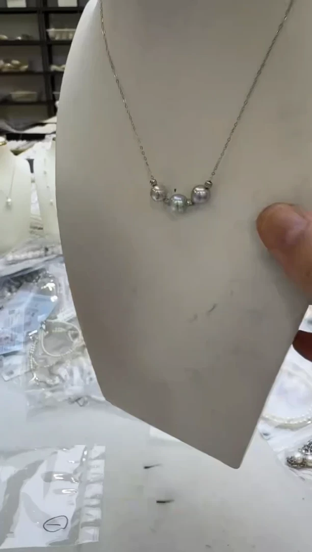 海水珍珠银S925镶嵌吊坠(赠链)7-8mm 微笑链