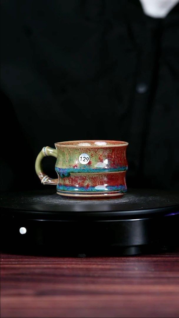 129#李盼龙一级品原矿钧瓷竹节马克杯