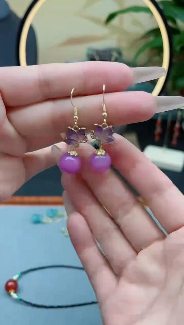 玛瑙/玉髓耳饰银S925镶嵌6281