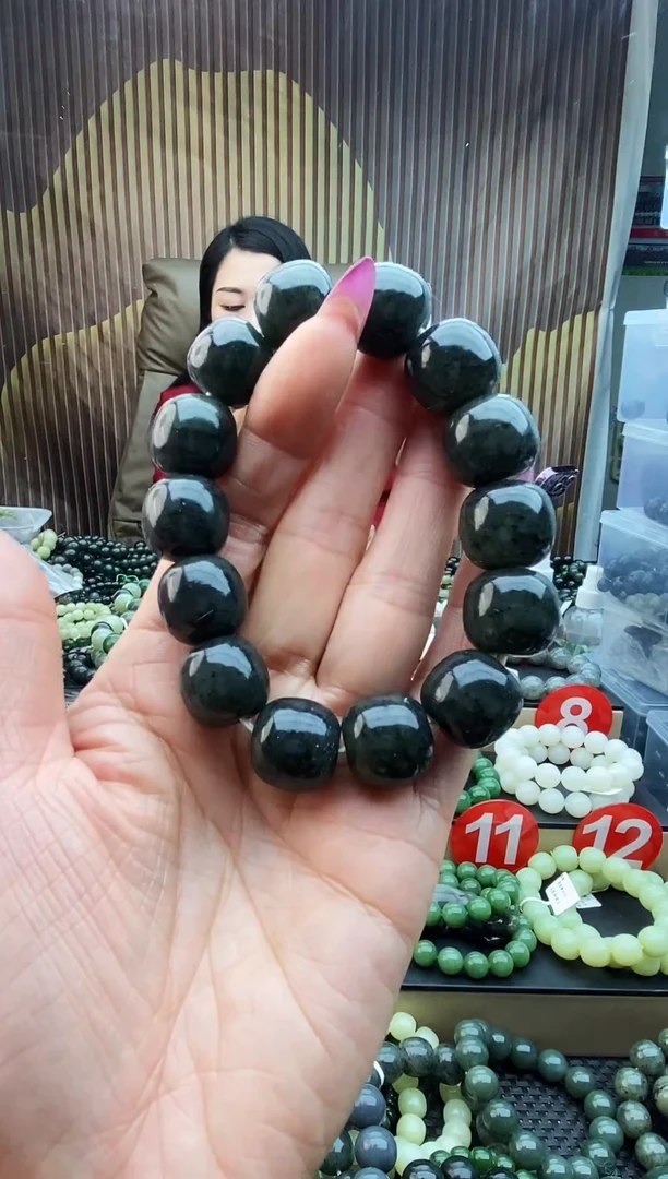 未镶嵌手串和田玉老型点墨青花16