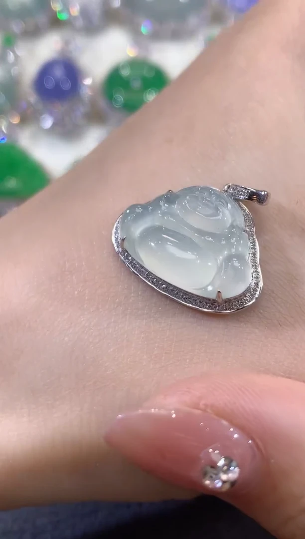 吊坠(不含链)18K金镶嵌翡翠C7翡翠