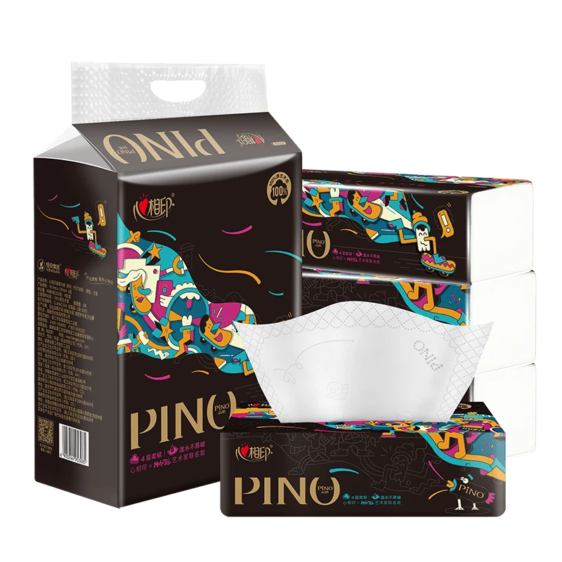 心相印品诺4层M码面巾纸 80抽*4包