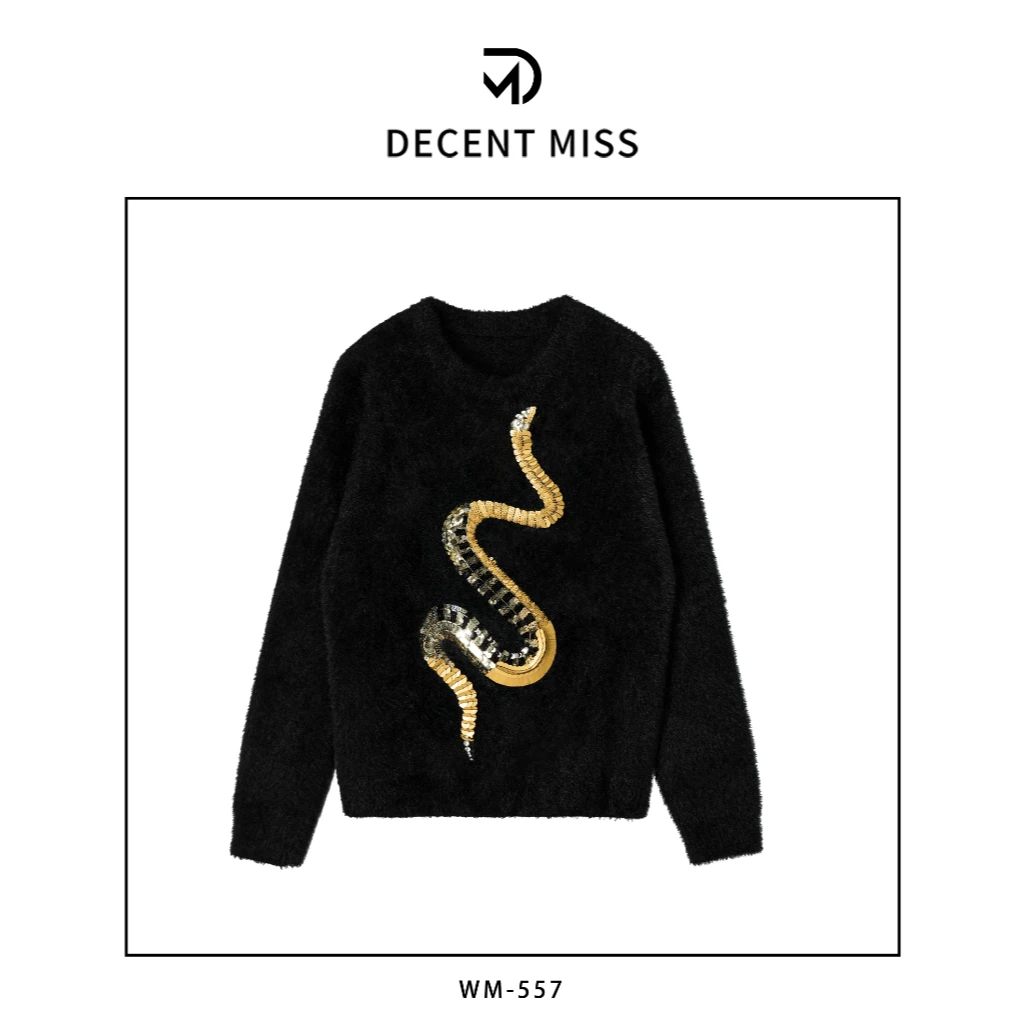 DECENT MISS重工定制古典传承手工精制时尚蛇毛衣WM-557