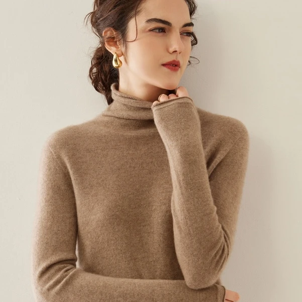 【春节工厂放价】宽松版100%纯山羊绒衫一线成衣堆堆领