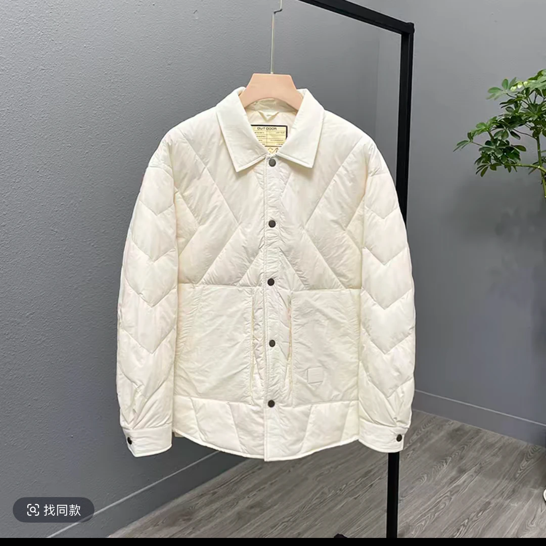 冬季新款白鸭绒衍线翻领夹克羽绒服2510-1