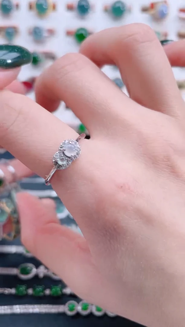 银S925镶嵌戒指翡翠天然翡翠