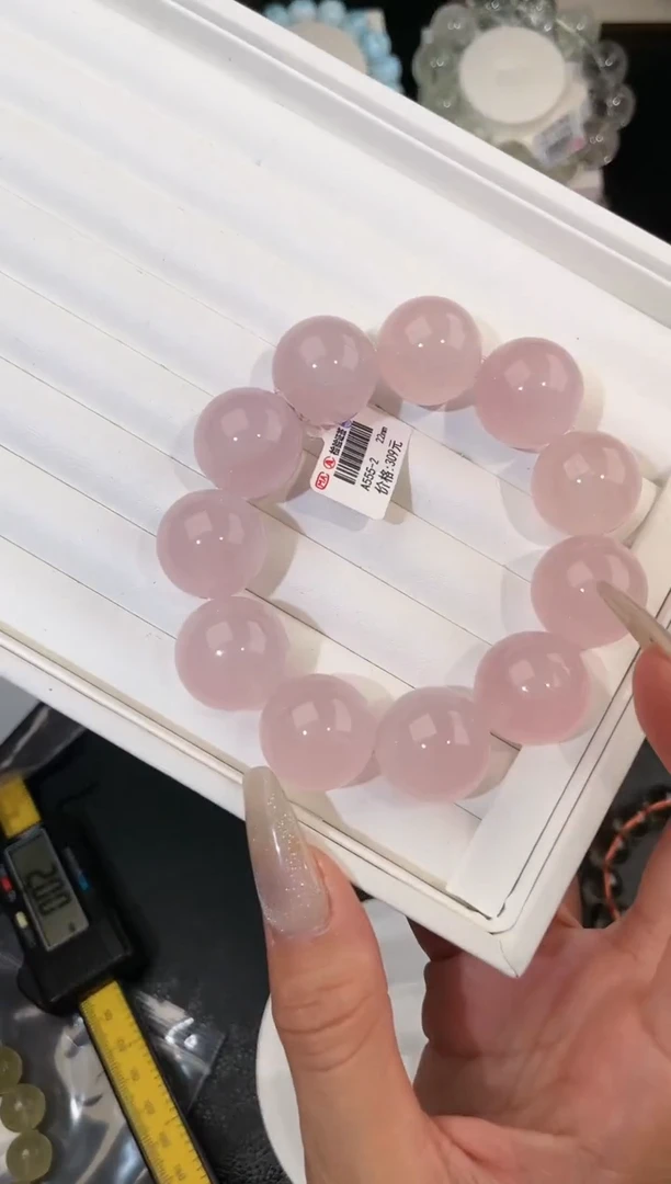 【闪购商品】水晶手链未镶嵌多样性发一Q65粉晶22mm