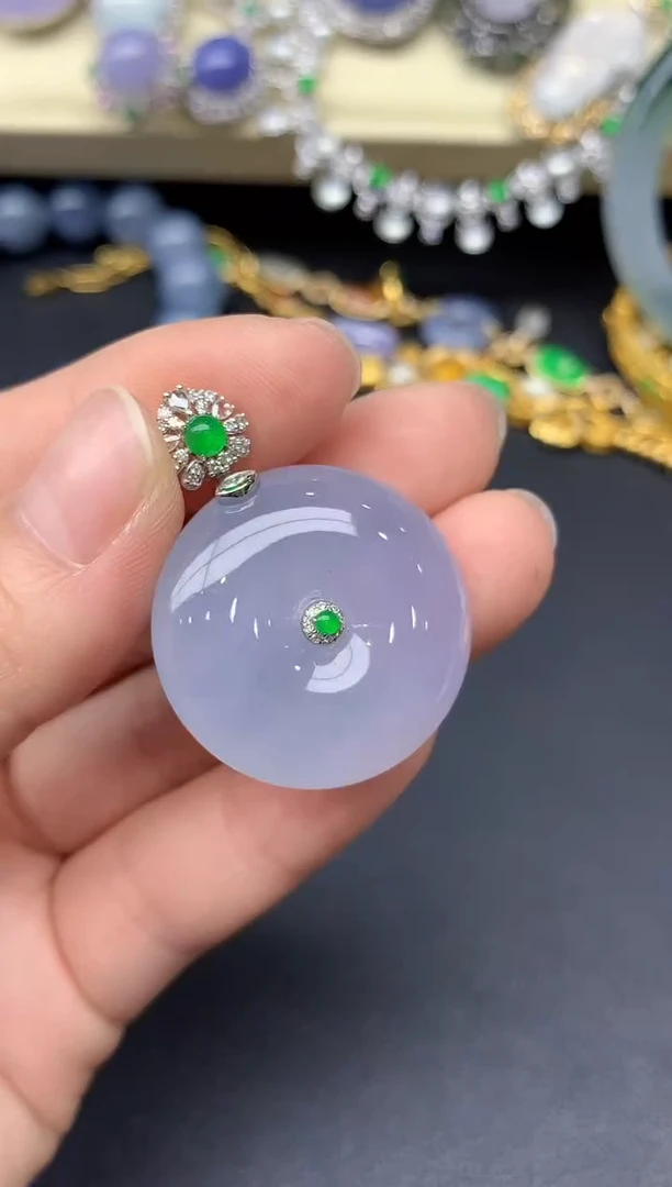 颈饰18K金镶嵌翡翠460-雪姐翡翠天天见