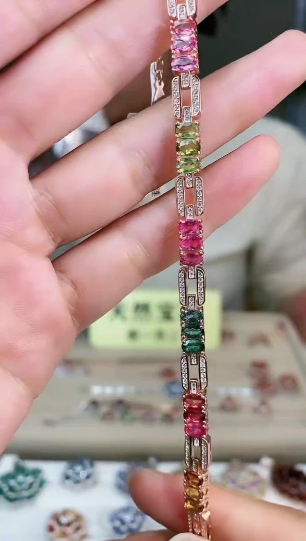 【闪购商品】碧玺手链银S925镶嵌手链