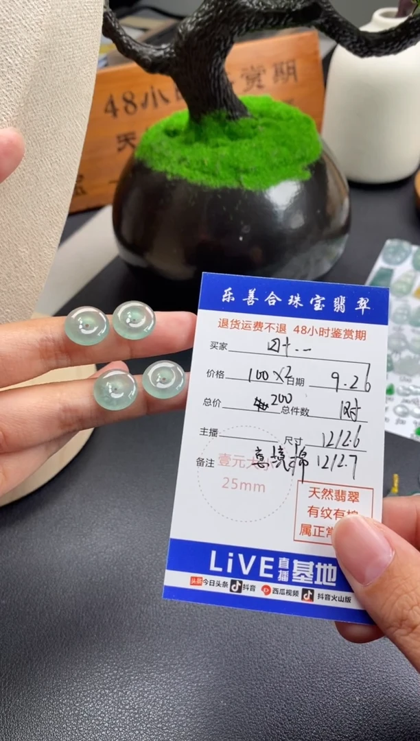 颈饰未镶嵌翡翠四****?翡翠冰种平安扣