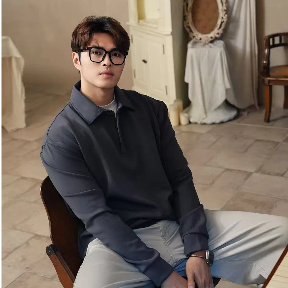 50支380克莫棉空气层卫衣修身商务男士简约秋冬保暖纯色POLO长袖