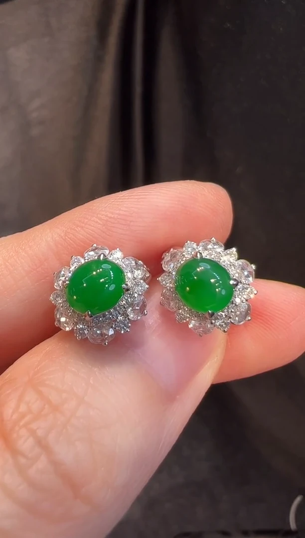 翡翠18K金镶嵌耳饰L1耳饰