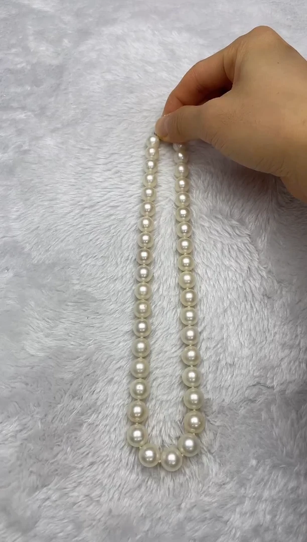 项链银S925镶嵌海水珍珠澳白9-12mm