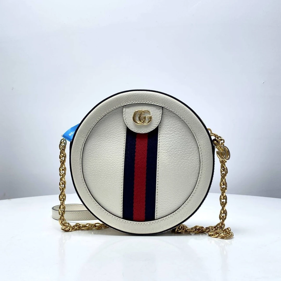 95新 GUCCI/古驰 玺越奢品  古驰白色圆饼单肩包 THOX184