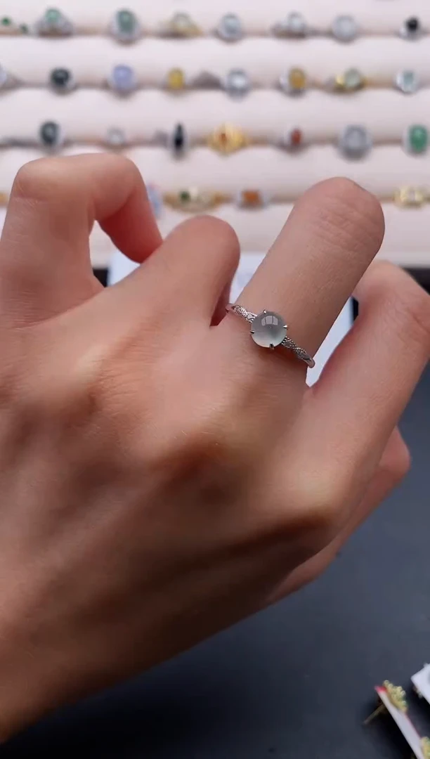 银S925镶嵌戒指翡翠111111111+4