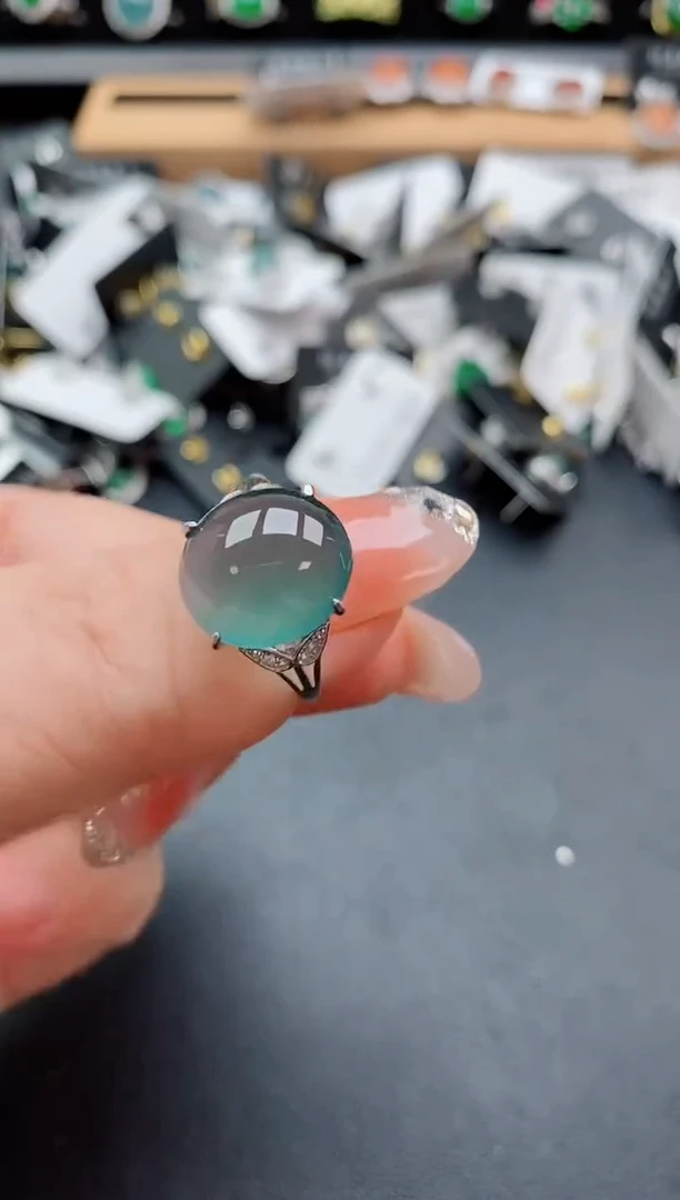 银S925镶嵌戒指翡翠1