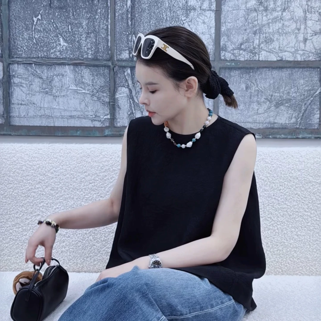 LAZYVISION【夏日行李箱背心】醋酸女士休闲马夹ZMD-29547