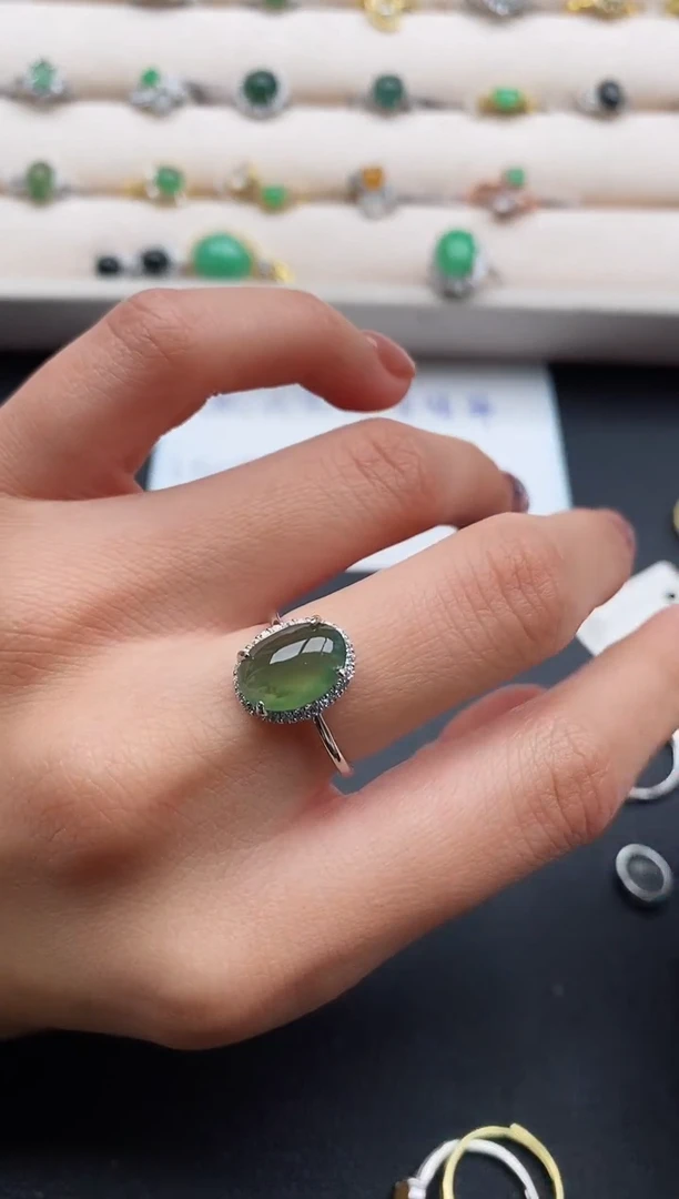 银S925镶嵌戒指翡翠88888888+7