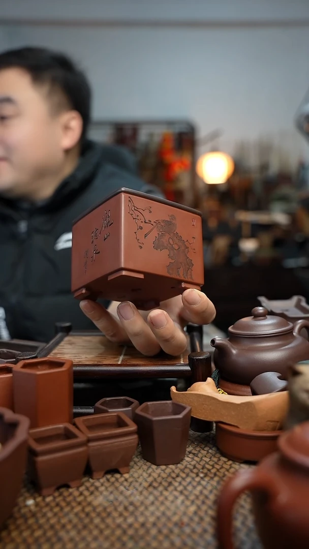 紫砂花盆百**思長木軒精品紫砂