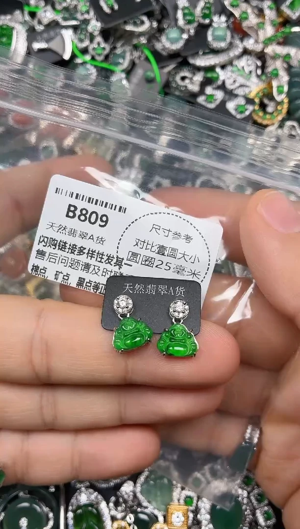 颈饰未镶嵌翡翠B809耳钉