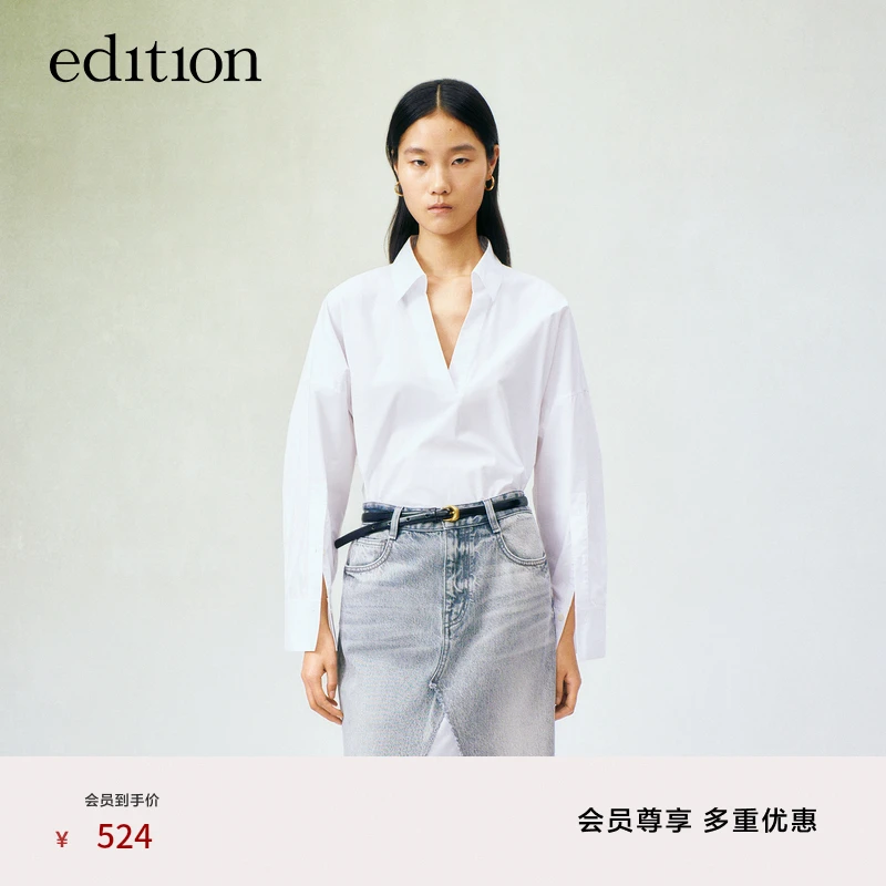 【商场同款】edition法式通勤开衩袖衬衫#EBD2TOP018