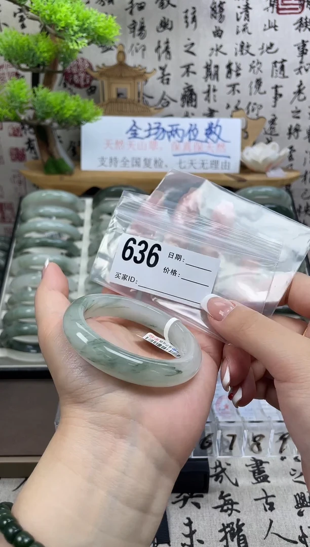 石英质玉（天山翠）手镯未镶嵌636