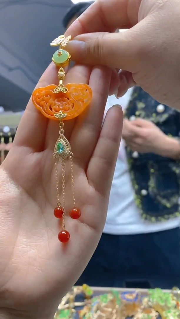 【闪购商品】翡翠耳饰合金0285翡翠压襟