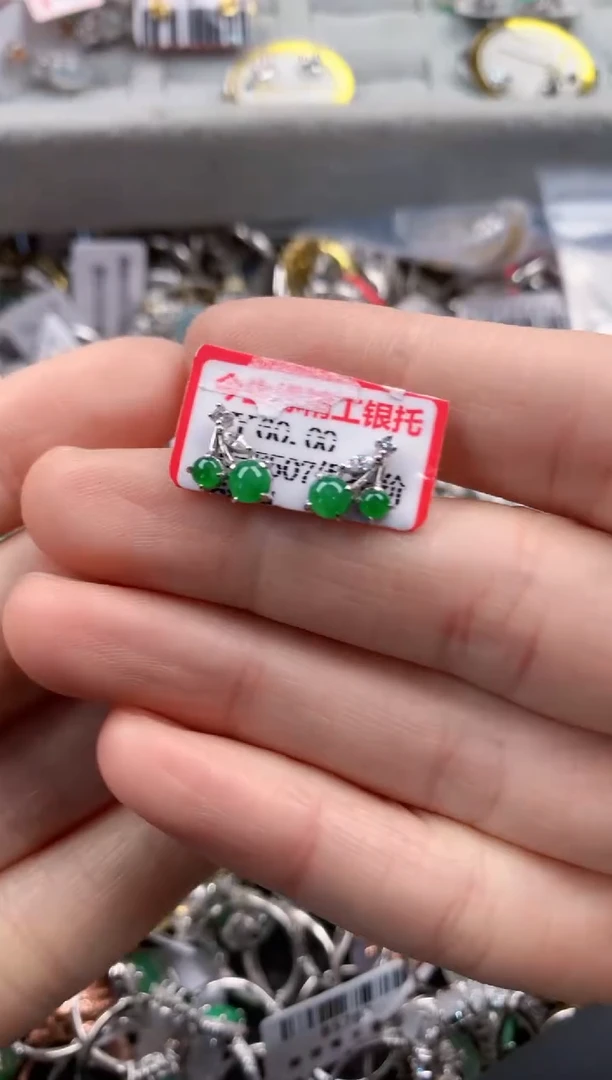 银S925镶嵌戒指翡翠444   2
